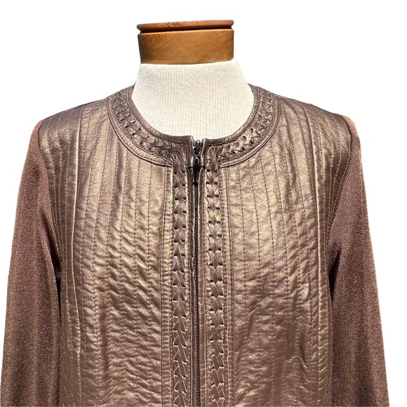 Nygard Women’s Bronze Leather & Knit Jacket Size Medium - Picture 2 of 14